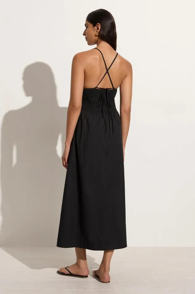 Women Camera Midi Dress Black Faithfull The Brand Dresses Women Camera Midi Dress Black Faithfull The Brand Dresses