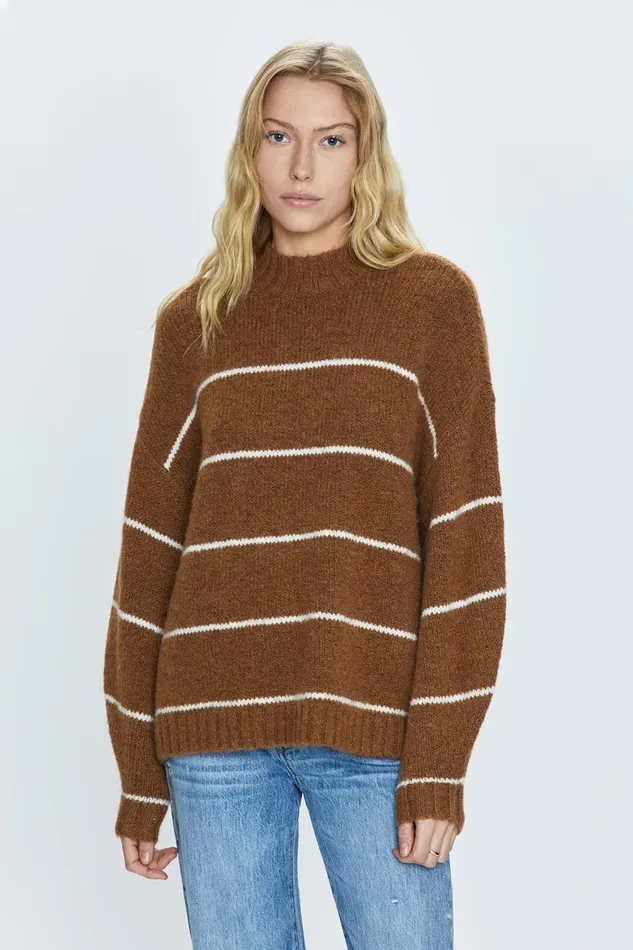 Women Carlen Sweater 8211 Caramel Stripe Pistola Denim Sweaters and Knits