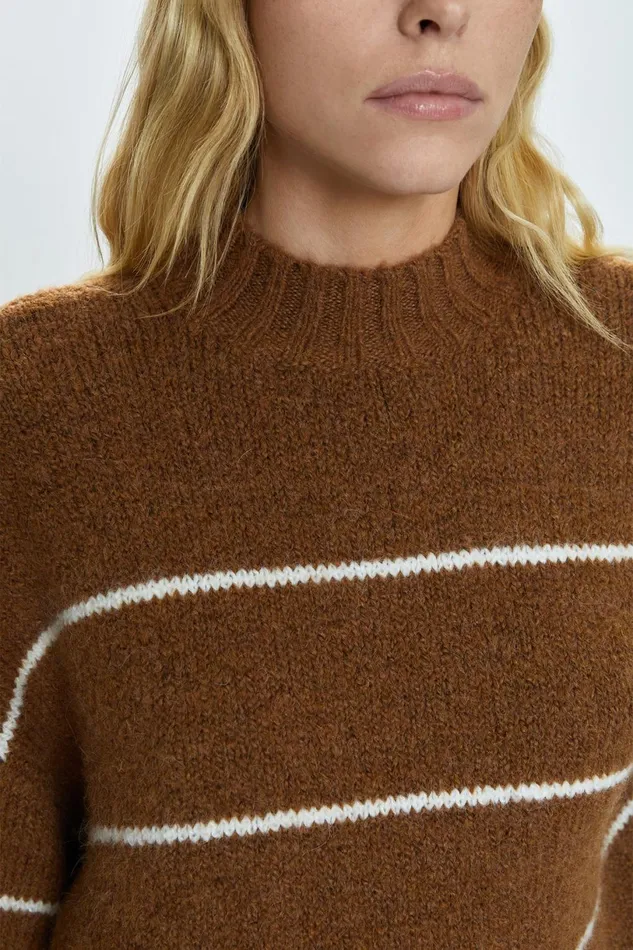 Women Carlen Sweater 8211 Caramel Stripe Pistola Denim Sweaters and Knits