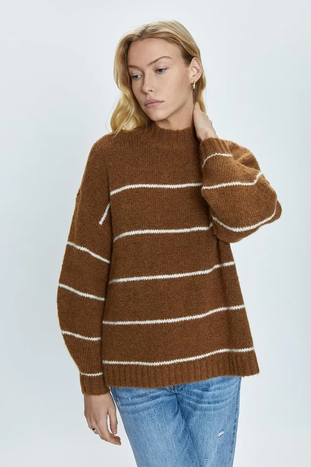 Women Carlen Sweater 8211 Caramel Stripe Pistola Denim Sweaters and Knits