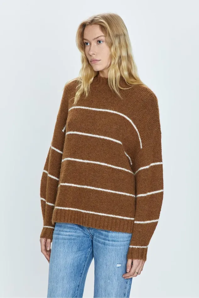 Women Carlen Sweater 8211 Caramel Stripe Pistola Denim Sweaters and Knits