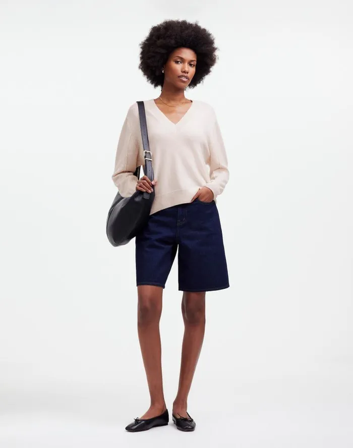 Women Cashmere VNeck Sweater Hthr Oat Madewell Sweaters