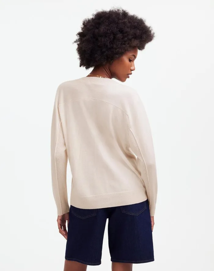 Women Cashmere VNeck Sweater Hthr Oat Madewell Sweaters