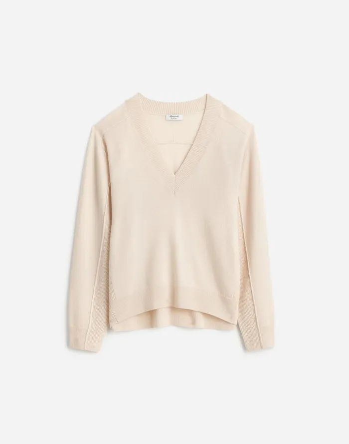 Women Cashmere VNeck Sweater Hthr Oat Madewell Sweaters