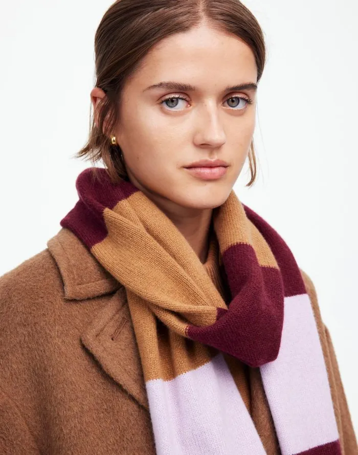 Women CashmereWool Blend Skinny Scarf In Stripe Soft Orchid Madewell Scarves