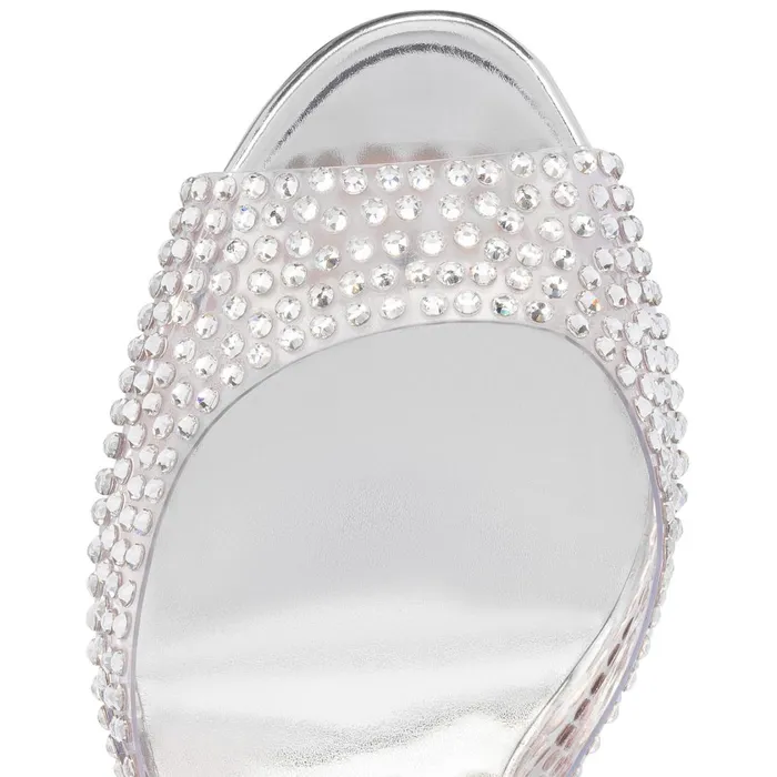 Women Cassandrissima Alta 130 Mm Platform Sandals 8211 PVC And Specchio Leather 8211 Crystal Silver Christian Louboutin Platforms