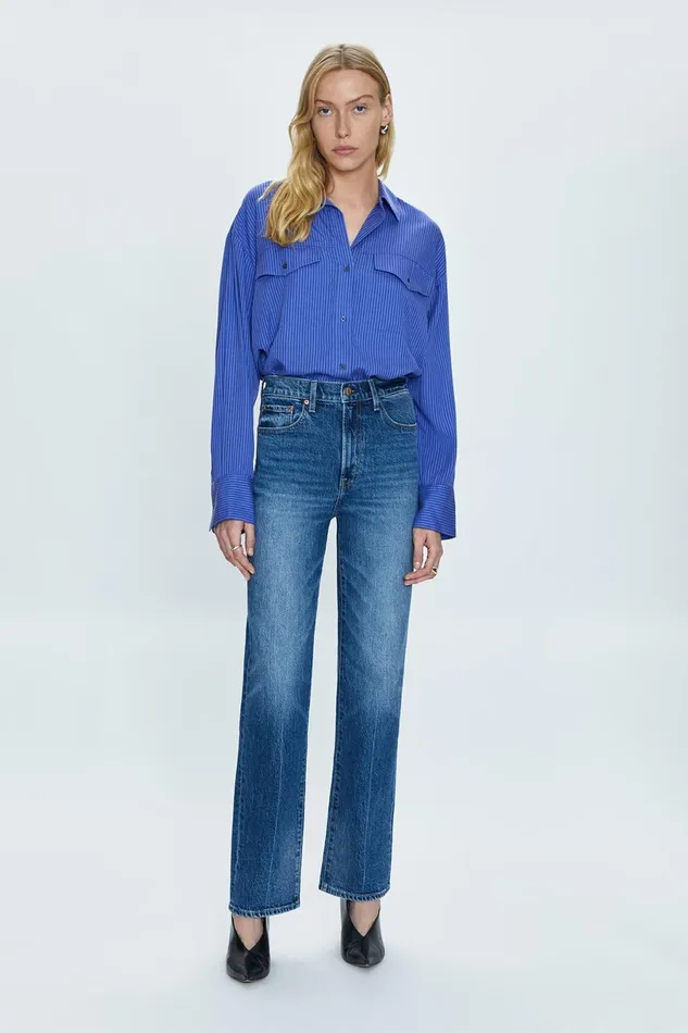 Women Cassie Super High Rise Straight Jean 8211 Palladium Pistola Denim Denim