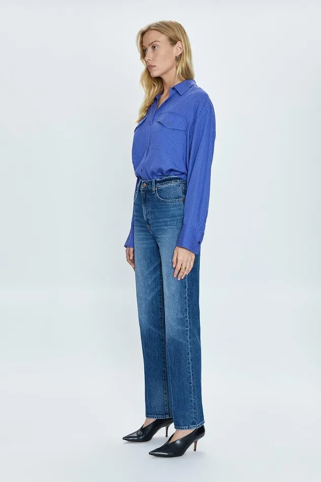 Women Cassie Super High Rise Straight Jean 8211 Palladium Pistola Denim Denim