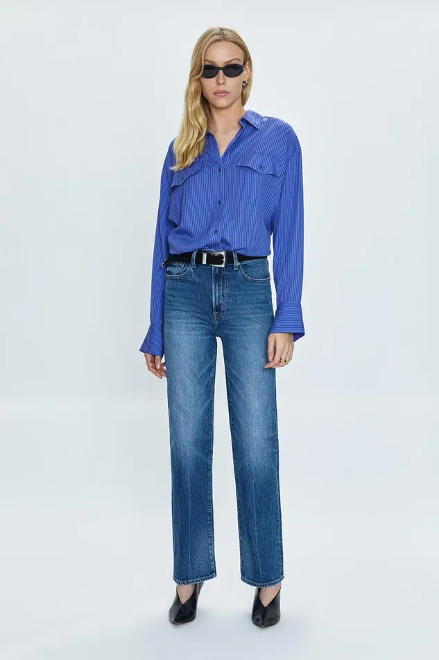 Women Cassie Super High Rise Straight Jean 8211 Palladium Pistola Denim Denim