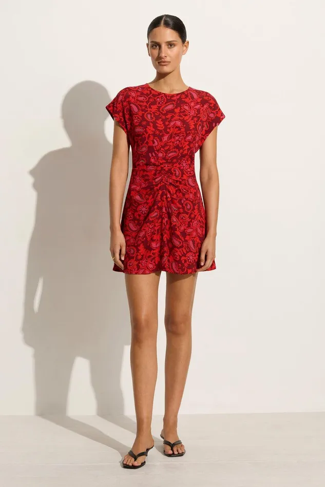 Women Celestina Mini Dress Selcetta Paisley Red Faithfull The Brand Dresses