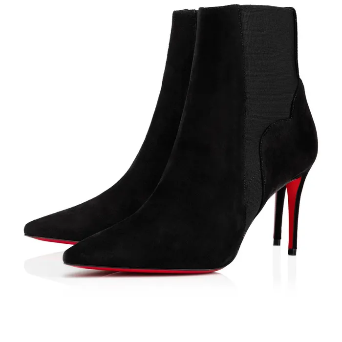 Women Chelsea Chick Booty 85 Mm Low Boots 8211 Veau Velours 8211 Black Black Christian Louboutin Ankle Boots Women Chelsea Chick Booty 85 Mm Low Boots 8211 Veau Velours 8211 Black Black Christian Louboutin Ankle Boots
