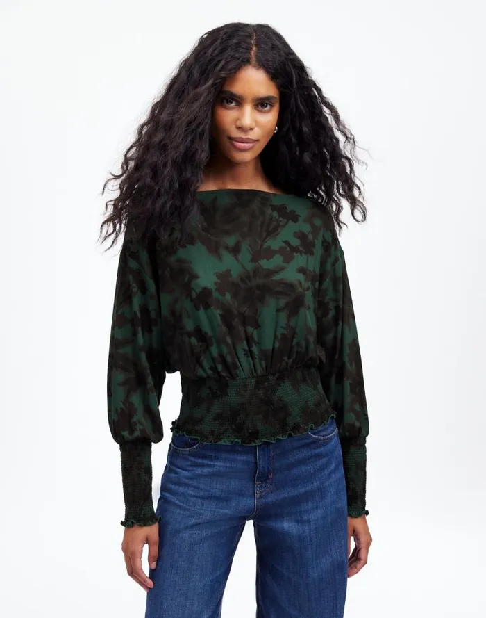 Women Cinched LongSleeve Top Luxury Forest Madewell Tops and Shirts