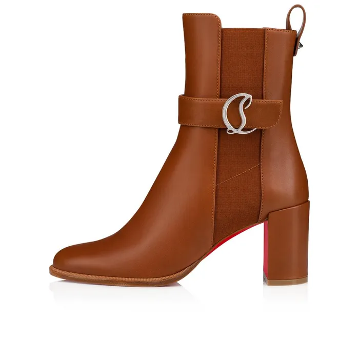 Women CL Chelsea Booty 70 Mm Low Boots 8211 Calf Leather 8211 Cuoio Brown Christian Louboutin Ankle Boots