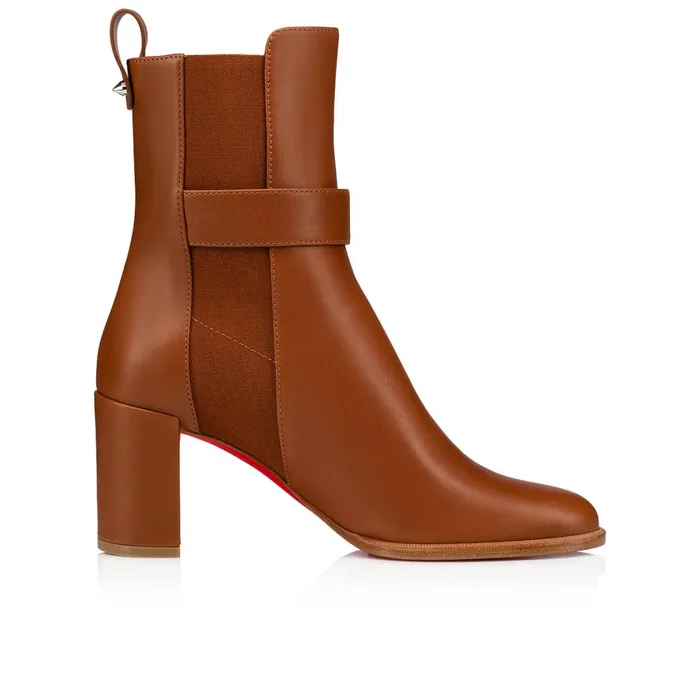 Women CL Chelsea Booty 70 Mm Low Boots 8211 Calf Leather 8211 Cuoio Brown Christian Louboutin Ankle Boots