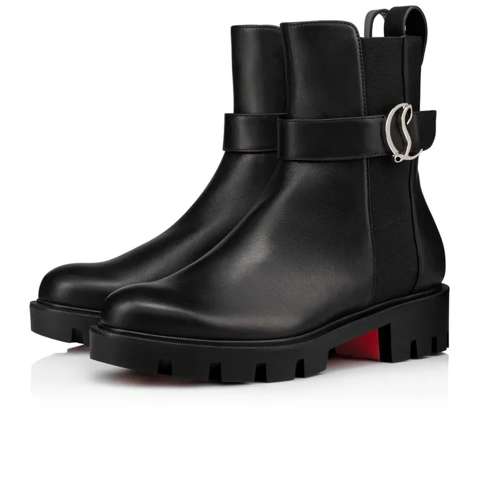 Women CL Chelsea Booty Lug Low Boots 8211 Calf Leather 8211 Black Black Christian Louboutin Ankle Boots Women CL Chelsea Booty Lug Low Boots 8211 Calf Leather 8211 Black Black Christian Louboutin Ankle Boots