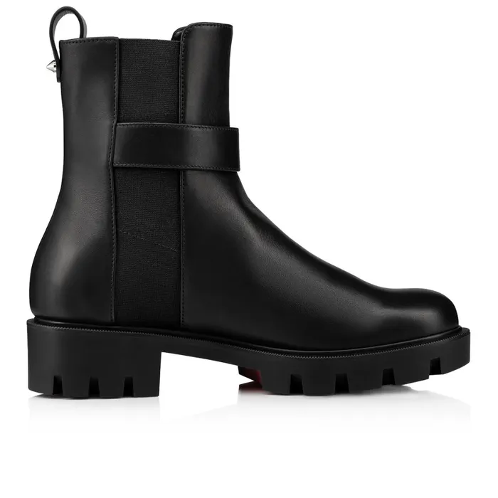 Women CL Chelsea Booty Lug Low Boots 8211 Calf Leather 8211 Black Black Christian Louboutin Ankle Boots