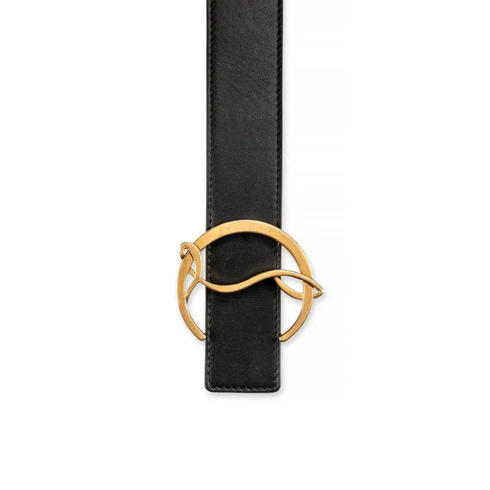 Women CL Logo Belt 8211 Calf Leather 8211 Black Black Christian Louboutin Belts