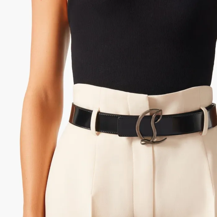 Women CL Logo Belt Belt 8211 Calf Leather 8211 Black Black Christian Louboutin Belts