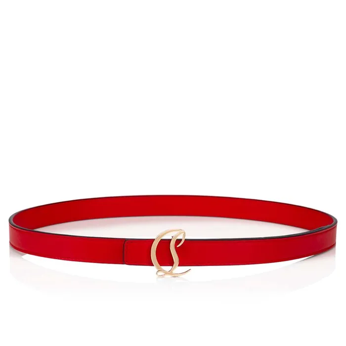 Women CL Logo Belt Belt 8211 Calf Leather 8211 Loubi Red Christian Louboutin Belts