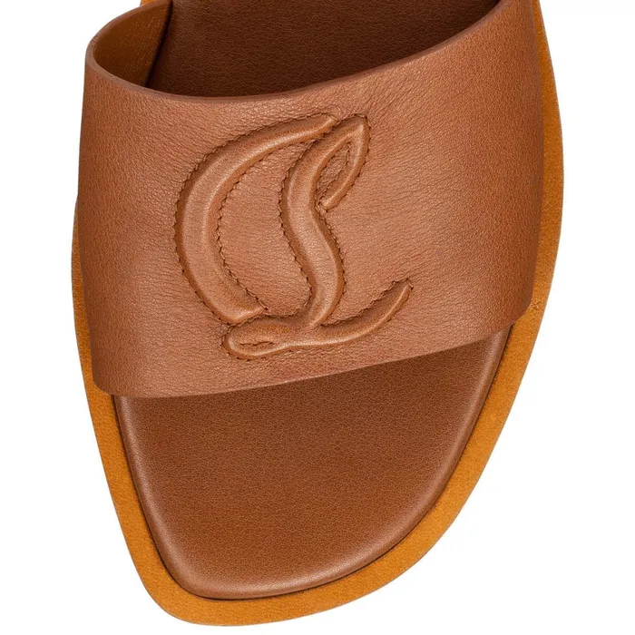Women CL Mule Mules 8211 Calf Leather 8211 Cuoio Brown Christian Louboutin Sandals and Slides