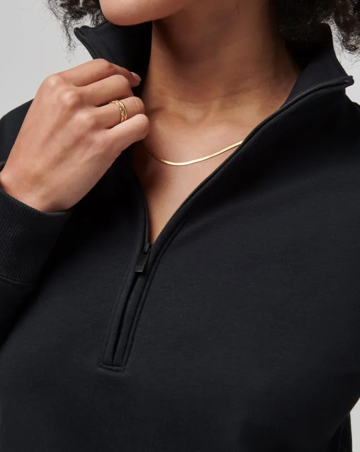 Women CLOUD FLEECE HALF ZIP Black TravisMathew Hoodies and Pullovers