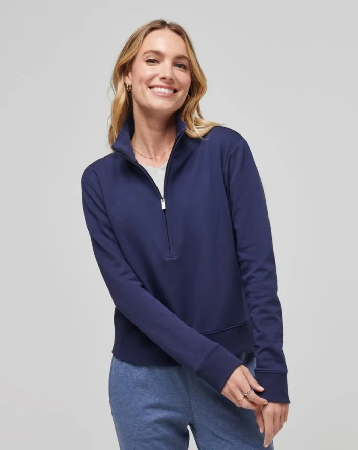 Women CLOUD FLEECE HALF ZIP Navy TravisMathew Hoodies and Pullovers