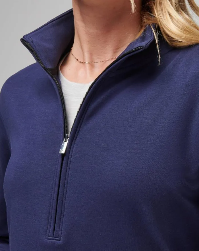 Women CLOUD FLEECE HALF ZIP Navy TravisMathew Hoodies and Pullovers