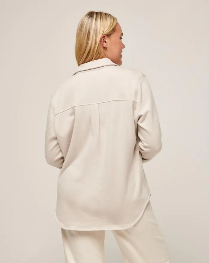 Women CLOUD FLEECE SHACKET Heather Pumice Stone TravisMathew Jackets