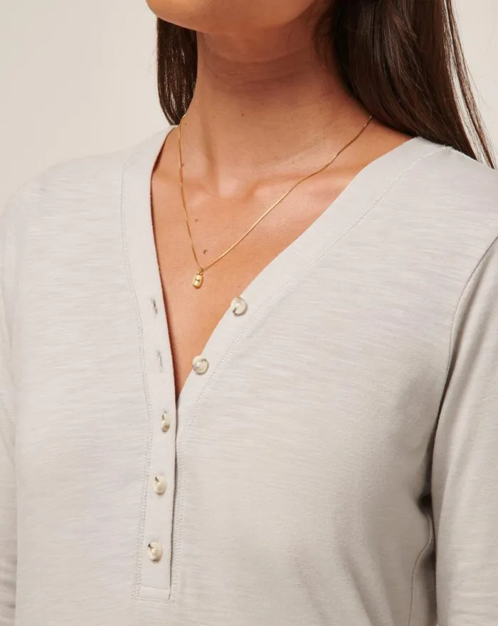Women CLOUD JERSEY HENLEY Light Grey TravisMathew Tees