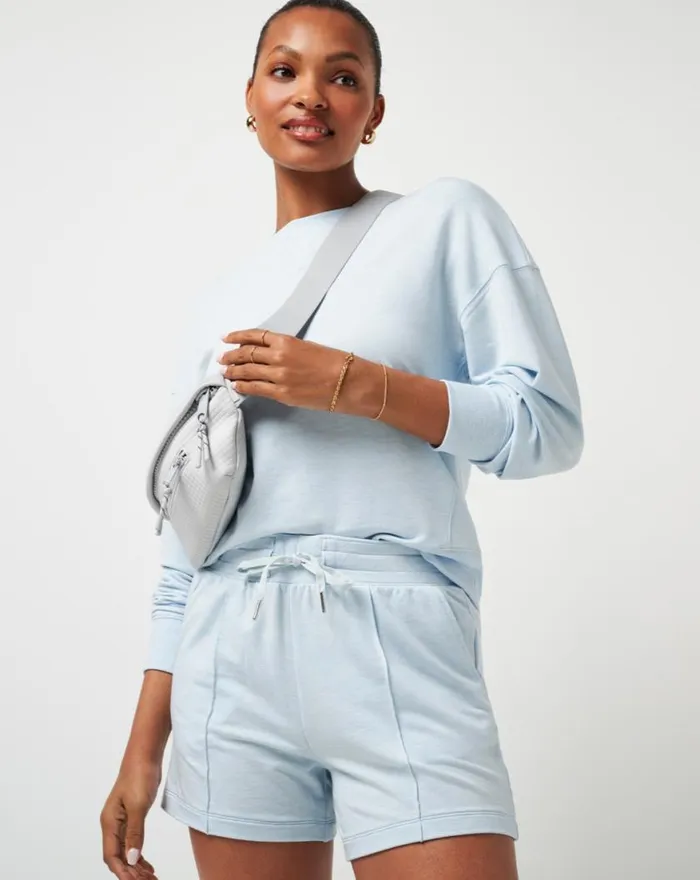 Women CLOUD TERRY CREW Heather Baby Blue TravisMathew Hoodies and Pullovers