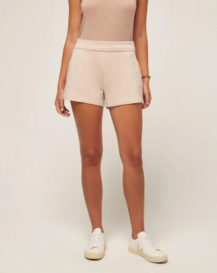 Women CLOUD TERRY SHORT Heather Natural TravisMathew Shorts