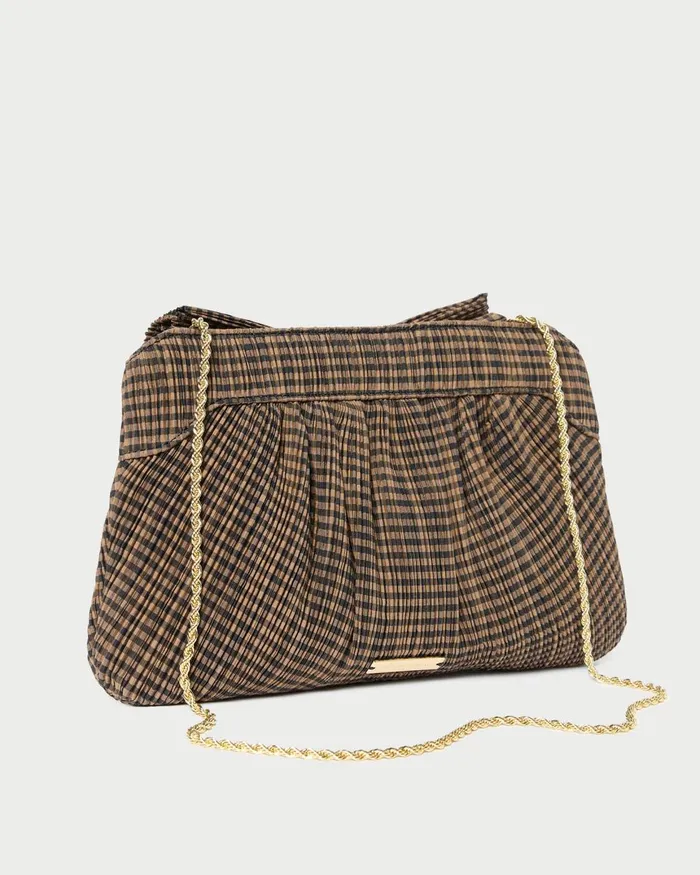 Women Clutches Loeffler Randall Rayne BrownBlack Pleated Bow Clutch Women Clutches Loeffler Randall Rayne BrownBlack Pleated Bow Clutch