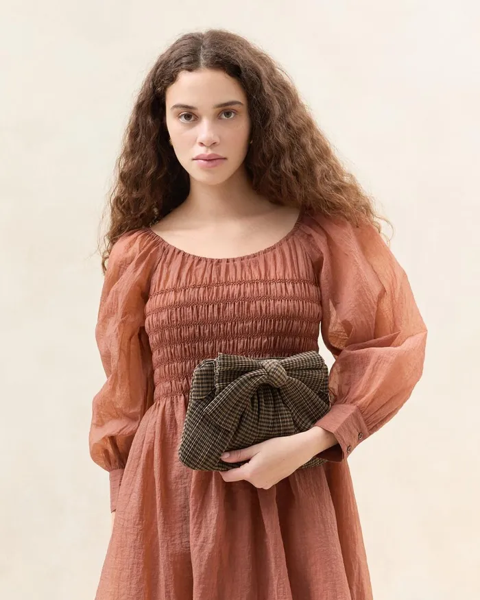 Women Clutches Loeffler Randall Rayne BrownBlack Pleated Bow Clutch Women Clutches Loeffler Randall Rayne BrownBlack Pleated Bow Clutch