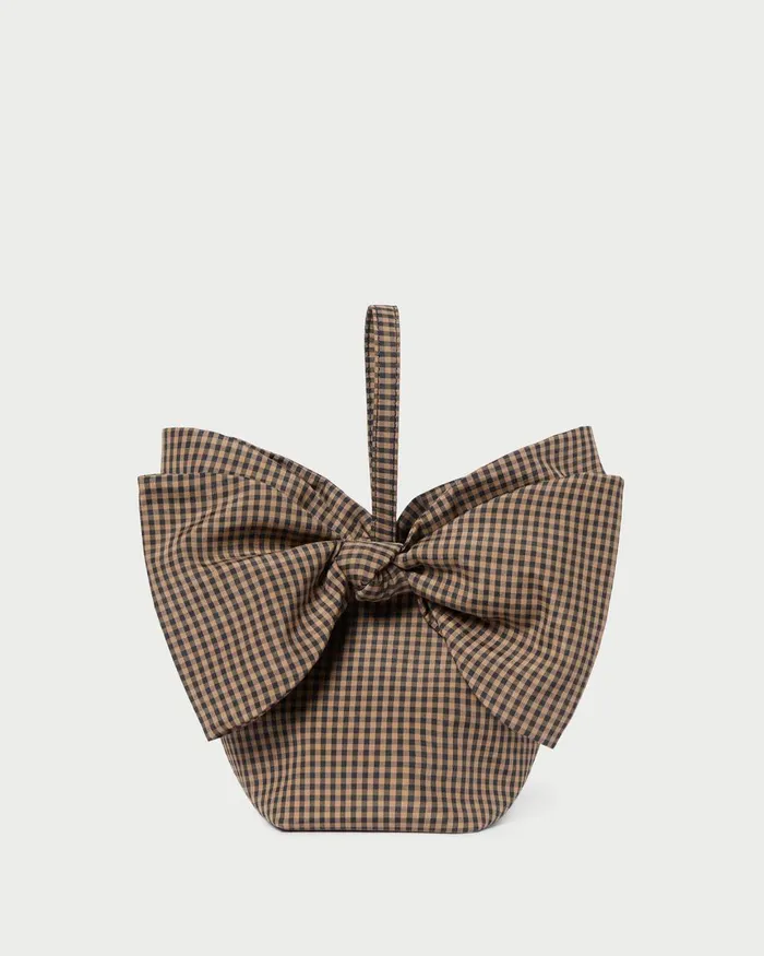 Women Clutches Loeffler Randall Ruby BrownBlack Check Bow Bag
