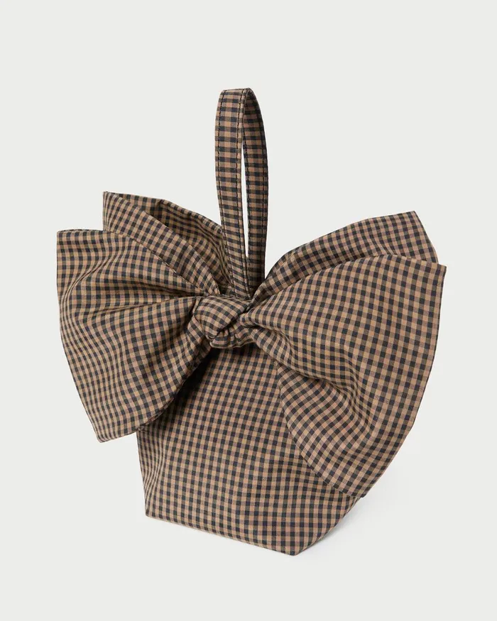 Women Clutches Loeffler Randall Ruby BrownBlack Check Bow Bag Women Clutches Loeffler Randall Ruby BrownBlack Check Bow Bag