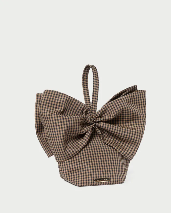 Women Clutches Loeffler Randall Ruby BrownBlack Check Bow Bag Women Clutches Loeffler Randall Ruby BrownBlack Check Bow Bag