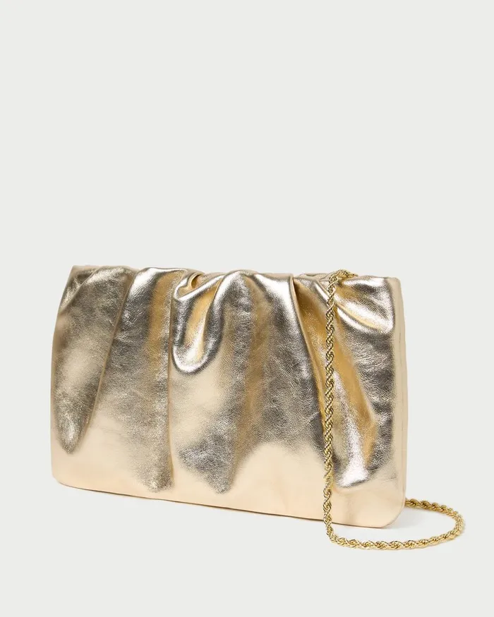 Women Clutches Loeffler Randall Serena Champagne Gathered Leather Clutch Women Clutches Loeffler Randall Serena Champagne Gathered Leather Clutch