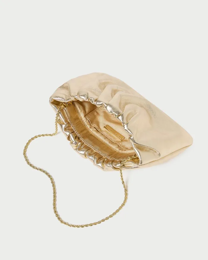 Women Clutches Loeffler Randall Serena Champagne Gathered Leather Clutch Women Clutches Loeffler Randall Serena Champagne Gathered Leather Clutch