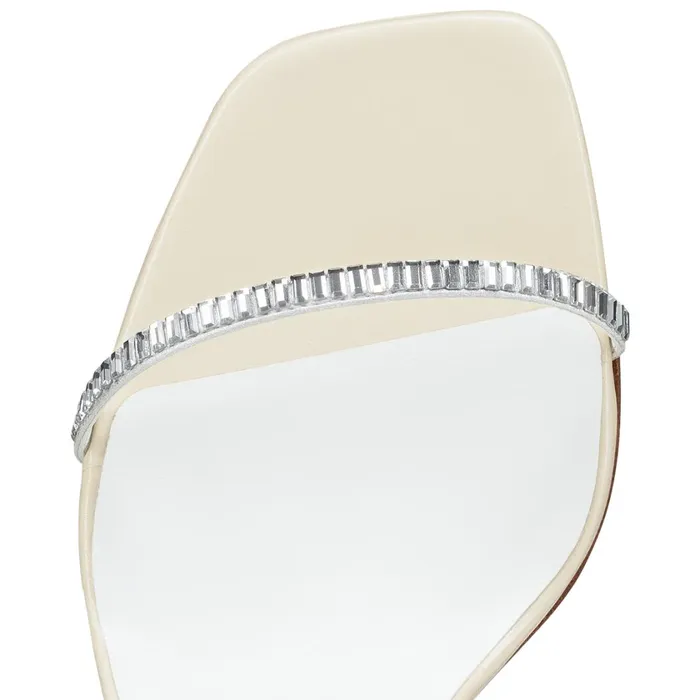 Women Condora Lacestrass 85 Mm Sandals 8211 Crepe Satin Suede And Strass 8211 Ivory White Christian Louboutin Sandals and Slides