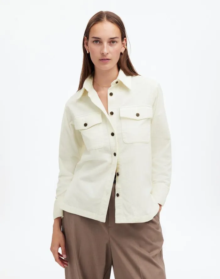 Women Corduroy Relaxed ShirtJacket Winter White Madewell Tops and Shirts
