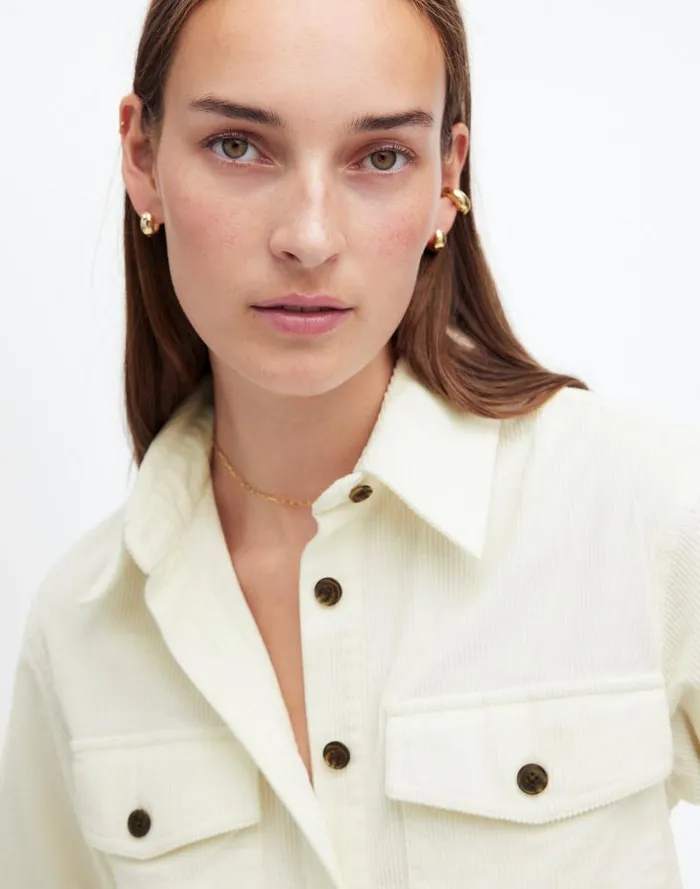 Women Corduroy Relaxed ShirtJacket Winter White Madewell Tops and Shirts