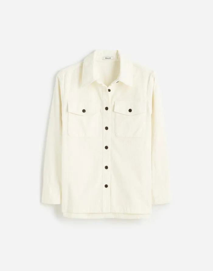 Women Corduroy Relaxed ShirtJacket Winter White Madewell Tops and Shirts