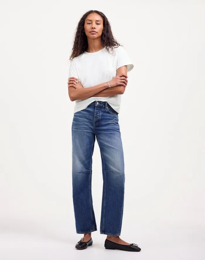 Women Cotton Perfect Crewneck Tee Eyelet White Madewell Tees
