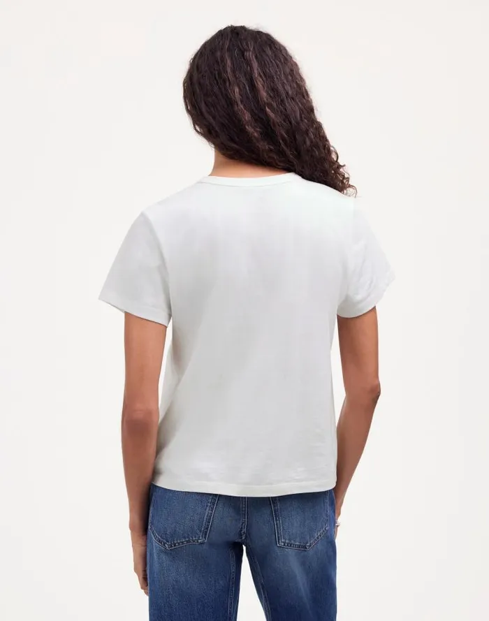 Women Cotton Perfect Crewneck Tee Eyelet White Madewell Tees
