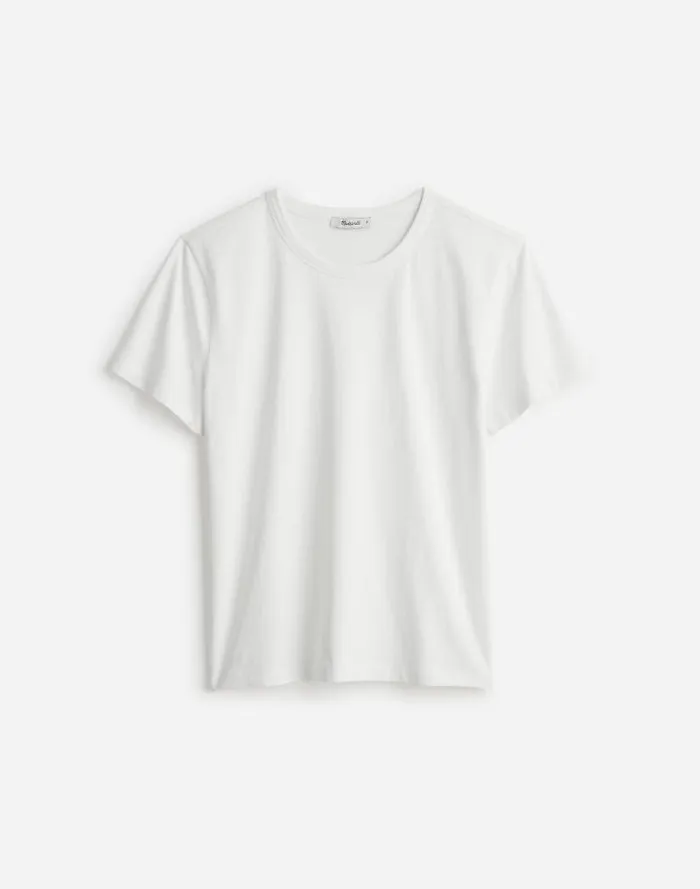 Women Cotton Perfect Crewneck Tee Eyelet White Madewell Tees