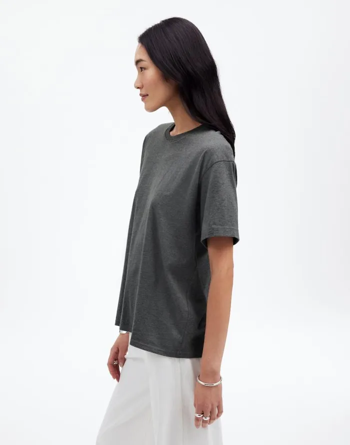 Women Cotton Relaxed Oversized Tee Hthr Basalt Grey Madewell Tees