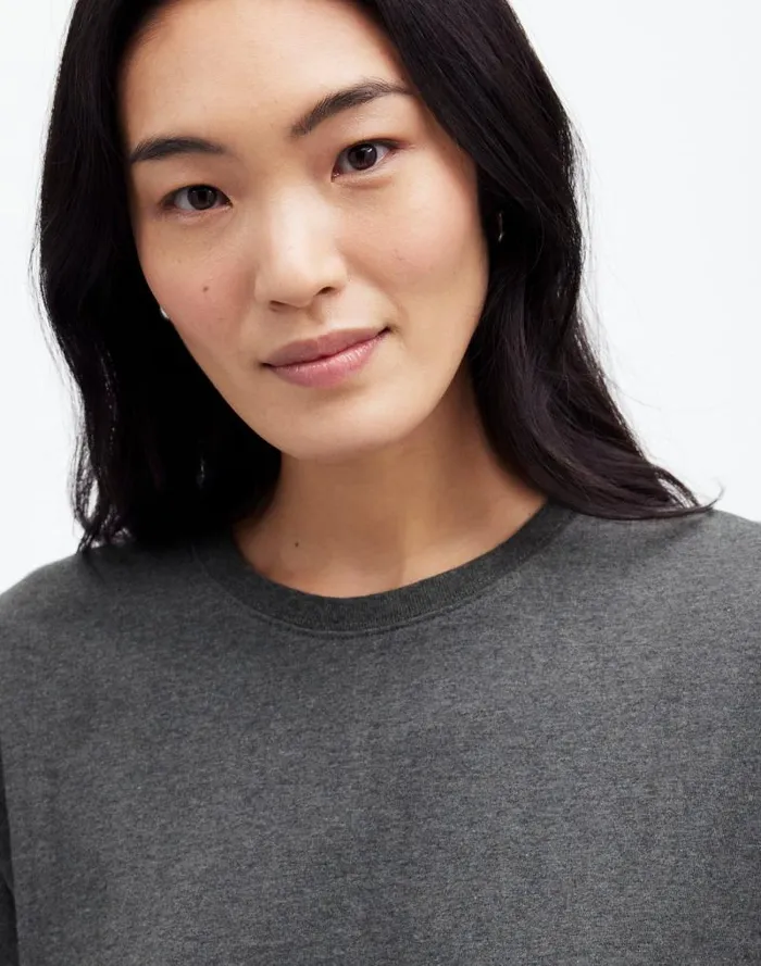 Women Cotton Relaxed Oversized Tee Hthr Basalt Grey Madewell Tees