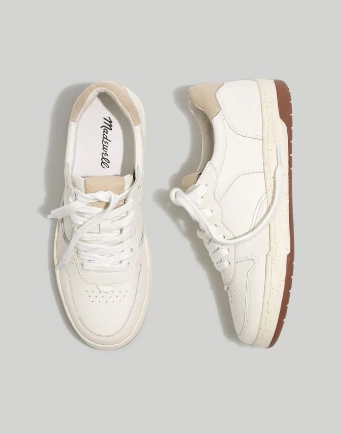 Women Court Sneakers In White Leather Ivory Multi Madewell Sneakers