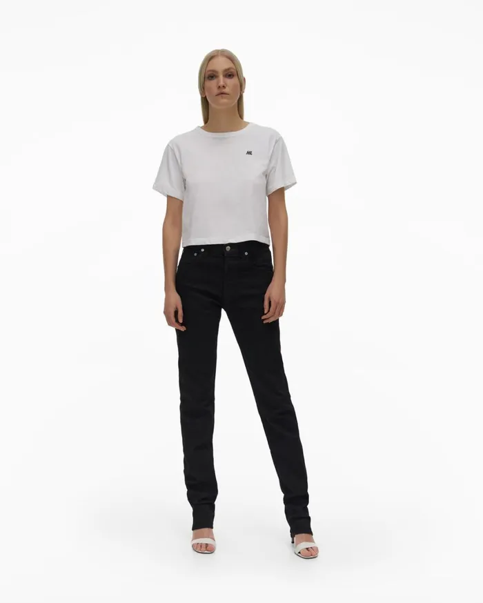 Women Cropped Logo Tee White Helmut Lang TShirts and Sweatshirts