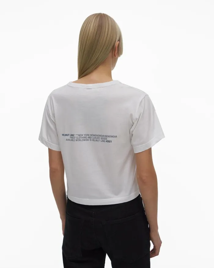 Women Cropped Logo Tee White Helmut Lang TShirts and Sweatshirts